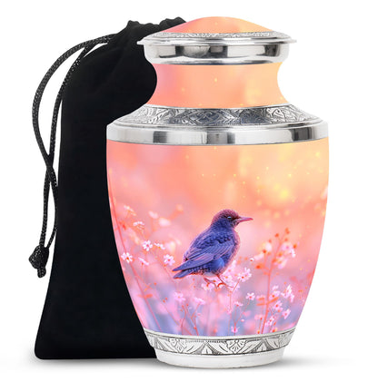 Pink Personalized Bird Cremation Urn for Women - 10-inch, 200 cu in - Yatskia