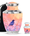 Solitary Bird Memorial Ashes Urn For Women - Pink Cremation Urn For Female