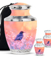 Solitary Bird Memorial Ashes Urn For Women - Pink Cremation Urn For Female