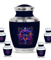 Artistic Lion Cremation Urn For Human Ashes - Neon Lion Art Urn For Men