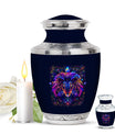 Artistic Lion Cremation Urn For Human Ashes - Neon Lion Art Urn For Men