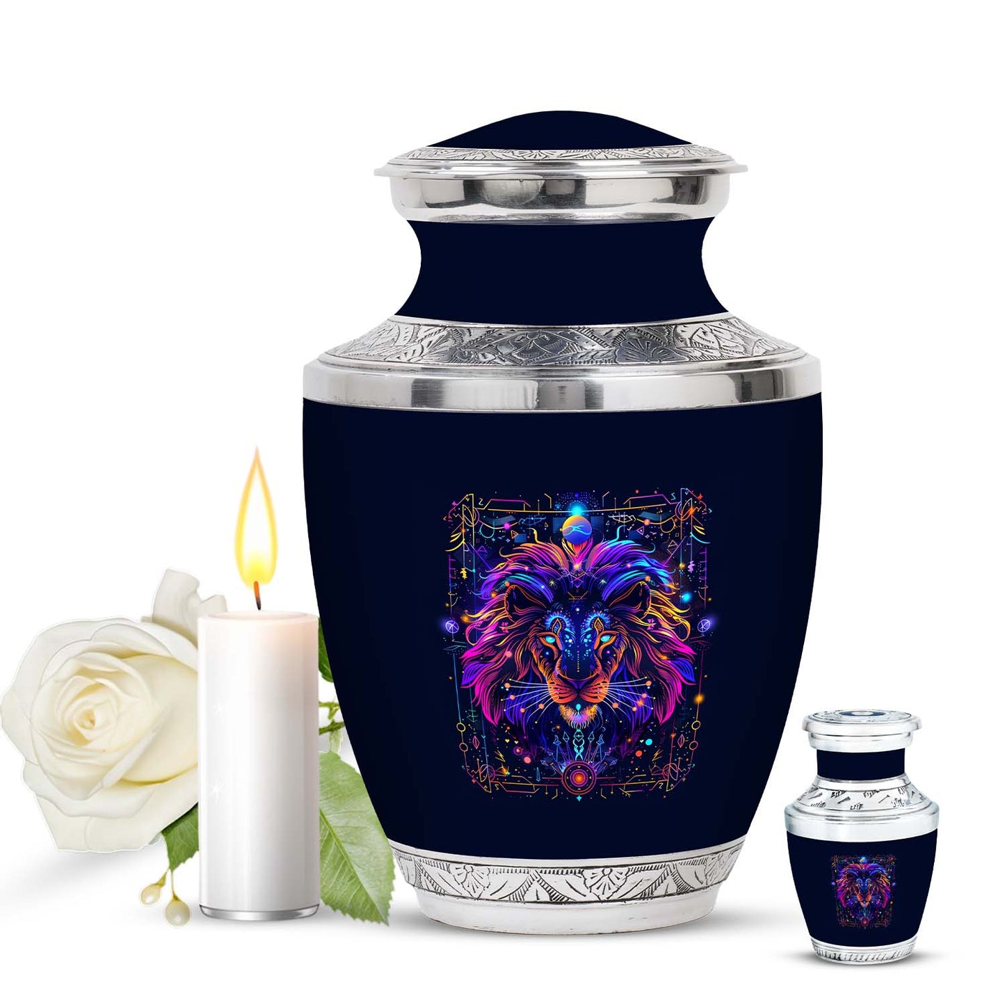 Personalized Lion Cremation Urn for Men - 10-inch, 200 cu in - Yatskia