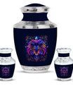 Artistic Lion Cremation Urn For Human Ashes - Neon Lion Art Urn For Men