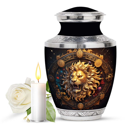 Personalized Lion Cremation Urn for Men - 10-inch, 200 cu in - Yatskia