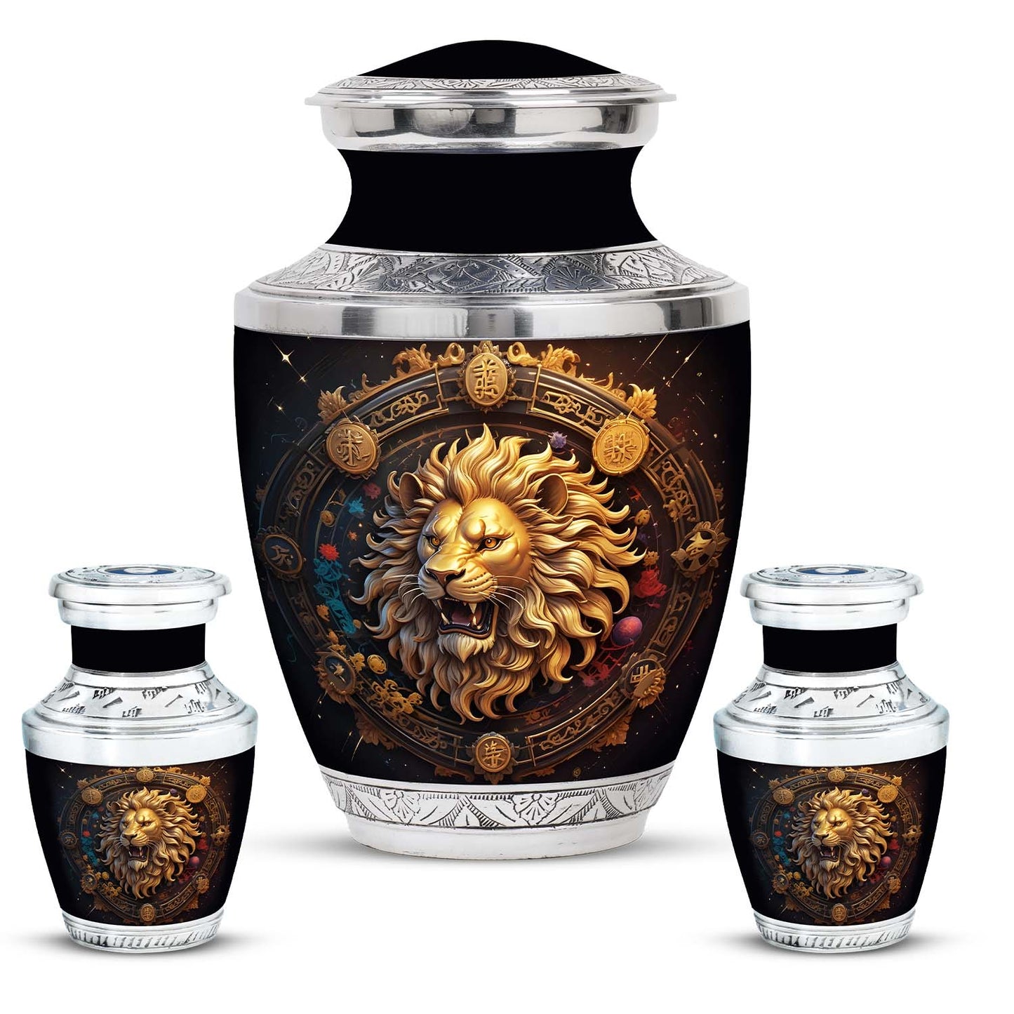 Personalized Lion Cremation Urn for Men - 10-inch, 200 cu in - Yatskia