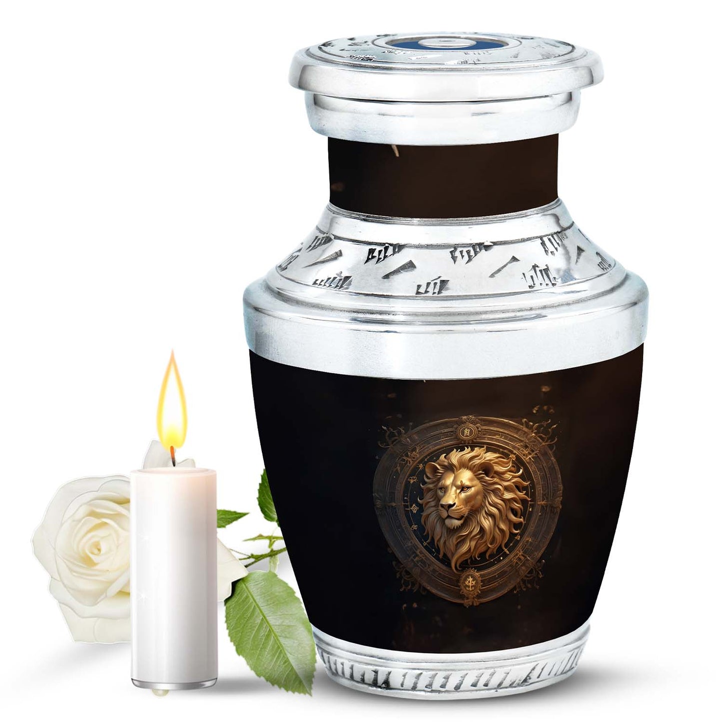 Personalized Lion Memorial Urn for Human Ashes - 10-inch, 200 cu in - Yatskia