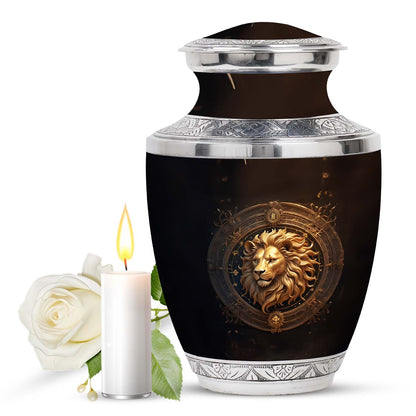 Personalized Lion Memorial Urn for Human Ashes - 10-inch, 200 cu in - Yatskia