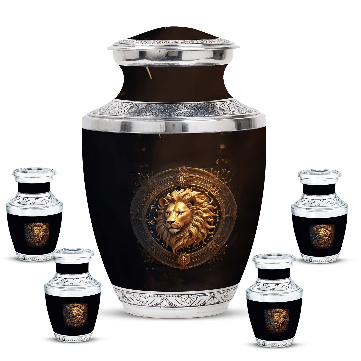 Personalized Lion Memorial Urn for Human Ashes - 10-inch, 200 cu in - Yatskia