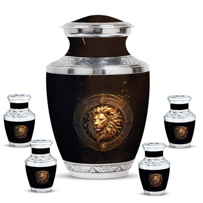 Personalized Lion Memorial Urn for Human Ashes - 10-inch, 200 cu in - Yatskia