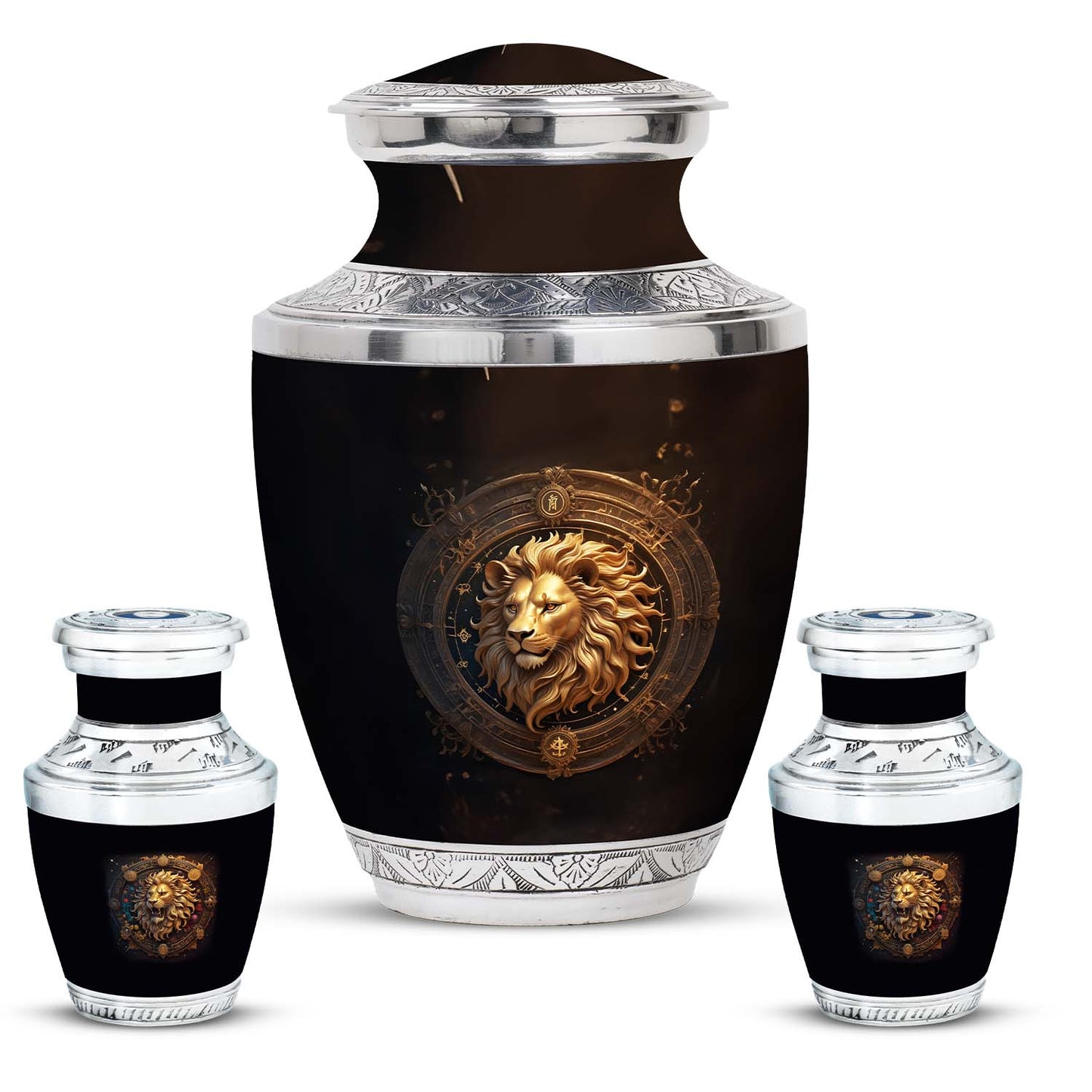 Personalized Lion Memorial Urn for Human Ashes - 10-inch, 200 cu in - Yatskia
