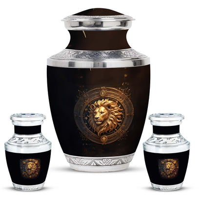 Personalized Lion Memorial Urn for Human Ashes - 10-inch, 200 cu in - Yatskia