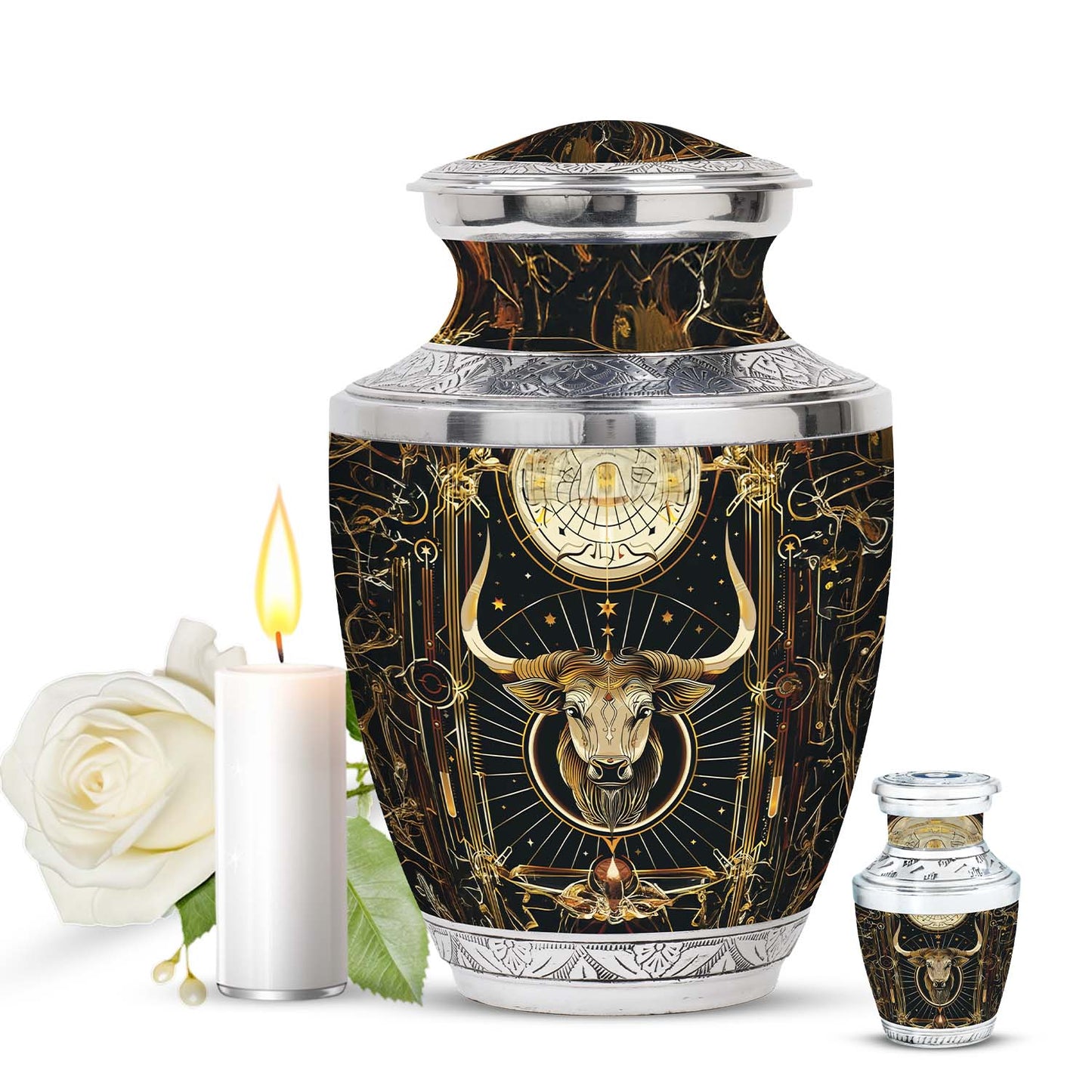 Personalized Zodiac Cremation Urn for Human Ashes - 10-inch, 200 cu in - Yatskia