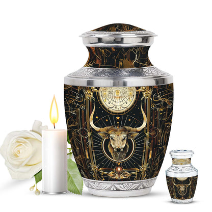 Personalized Zodiac Cremation Urn for Human Ashes - 10-inch, 200 cu in - Yatskia