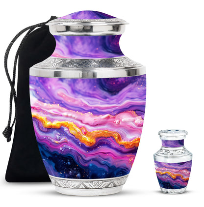 Purple Personalized Mother Cremation Urn for Mom - 10-inch, 200 cu in - Yatskia
