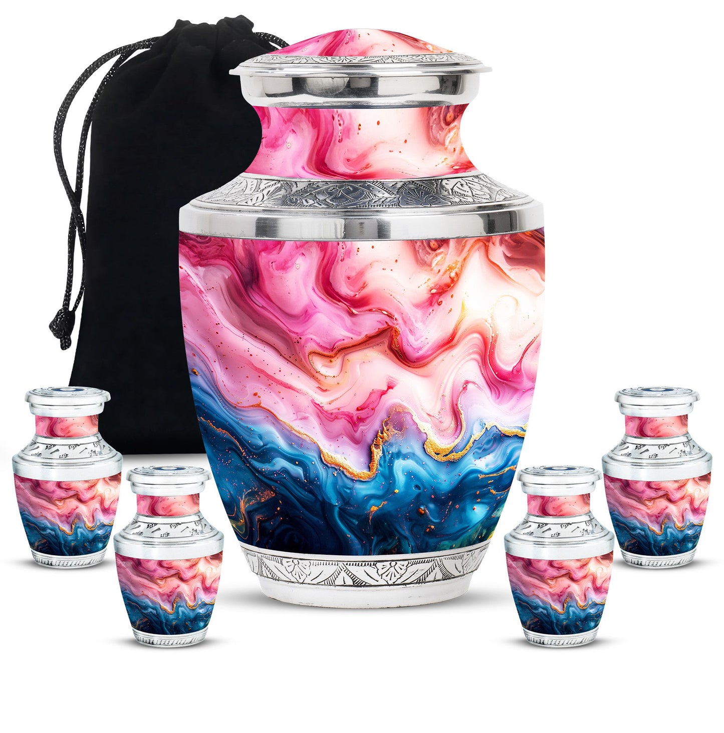Pink Personalized Marble Cremation Urn for Adult Male - 10-inch, 200 cu in - Yatskia