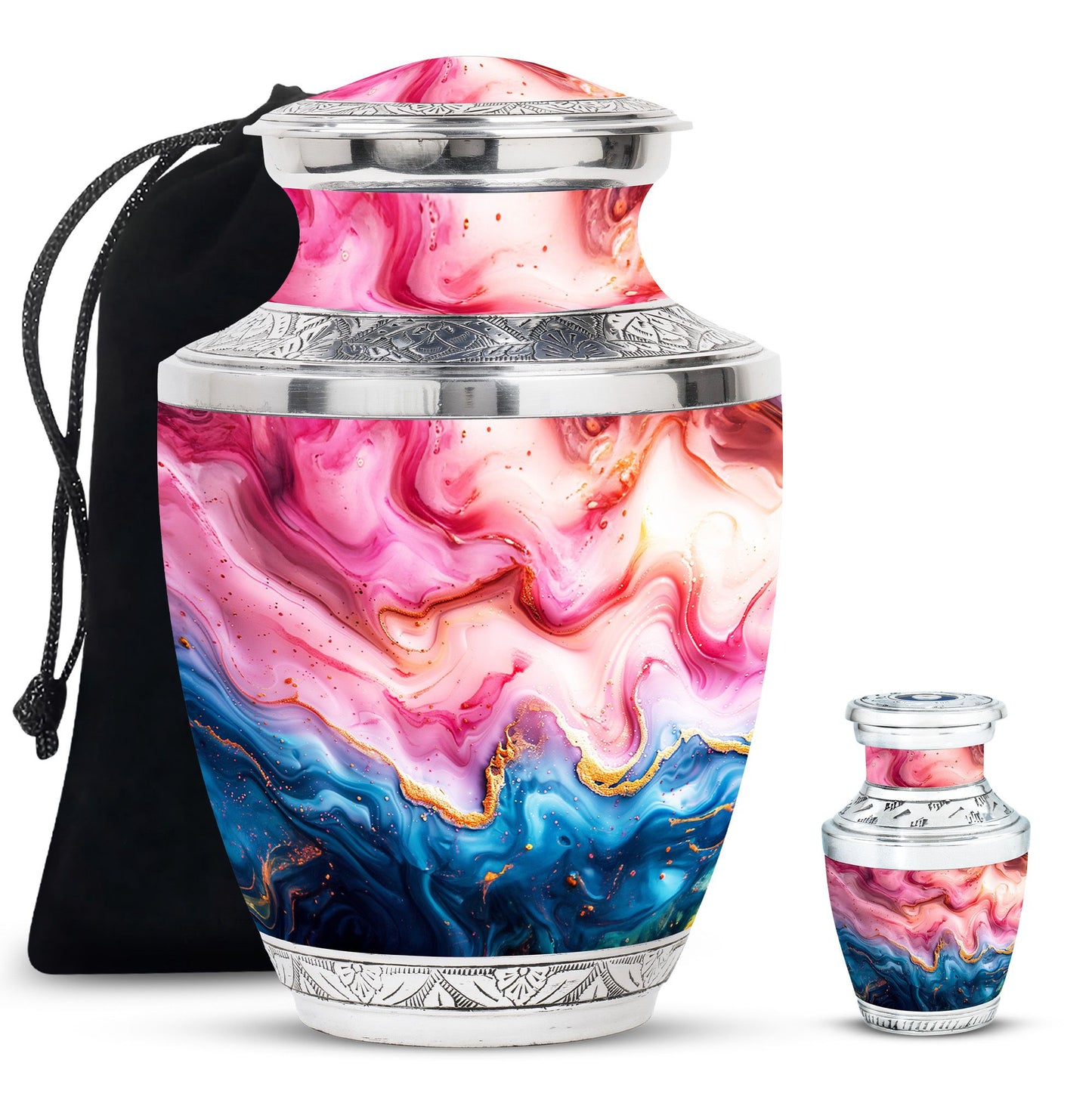 Pink Personalized Marble Cremation Urn for Adult Male - 10-inch, 200 cu in - Yatskia