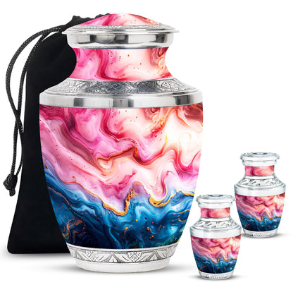 Pink Personalized Marble Cremation Urn for Adult Male - 10-inch, 200 cu in - Yatskia