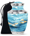Blue Ocean Swirl Abstract Cremation Urn for Ashes - Urn For Adult Female Ashes