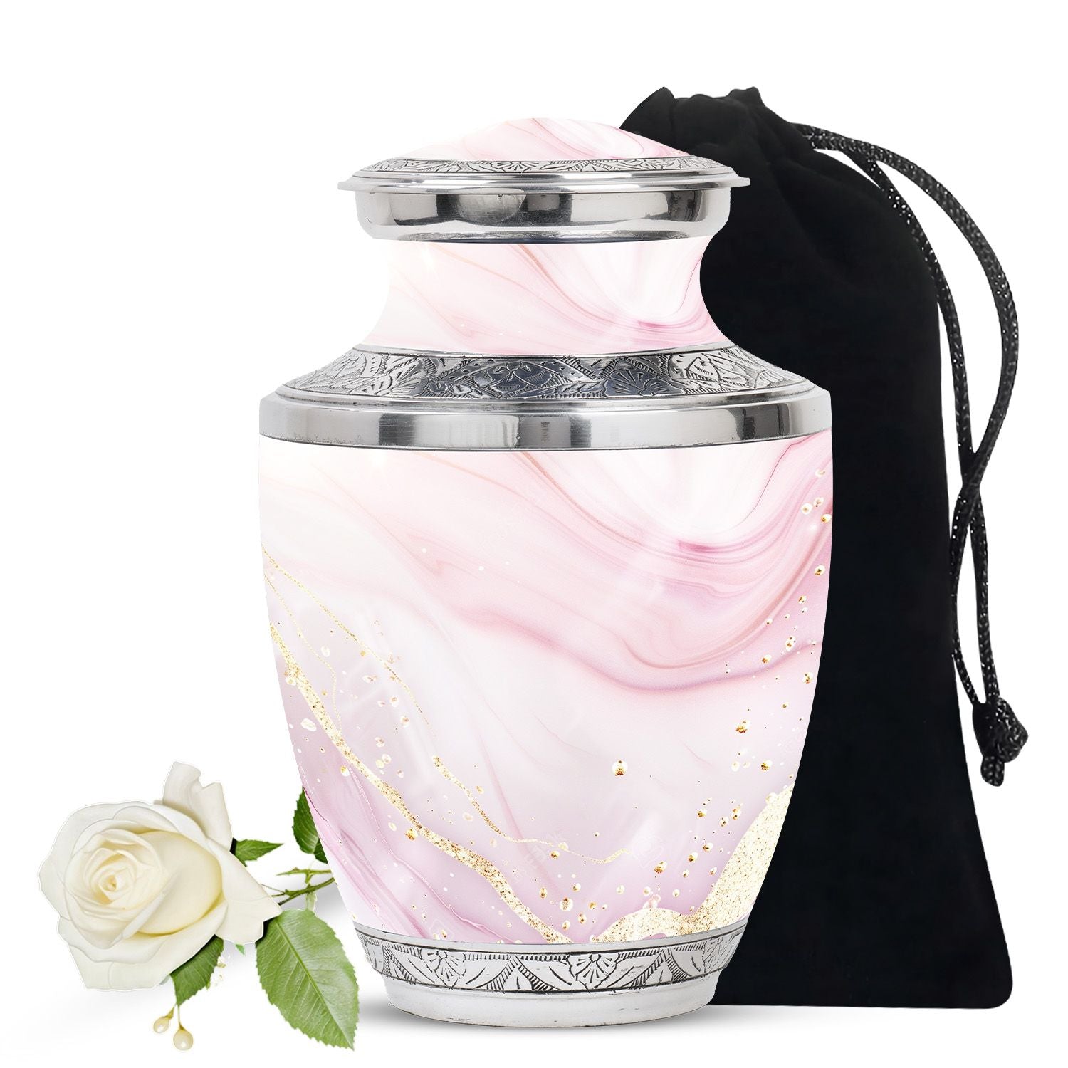 Pink Marble Pattern Adult Cremation Urn - Abstract Ash Urns For Mom