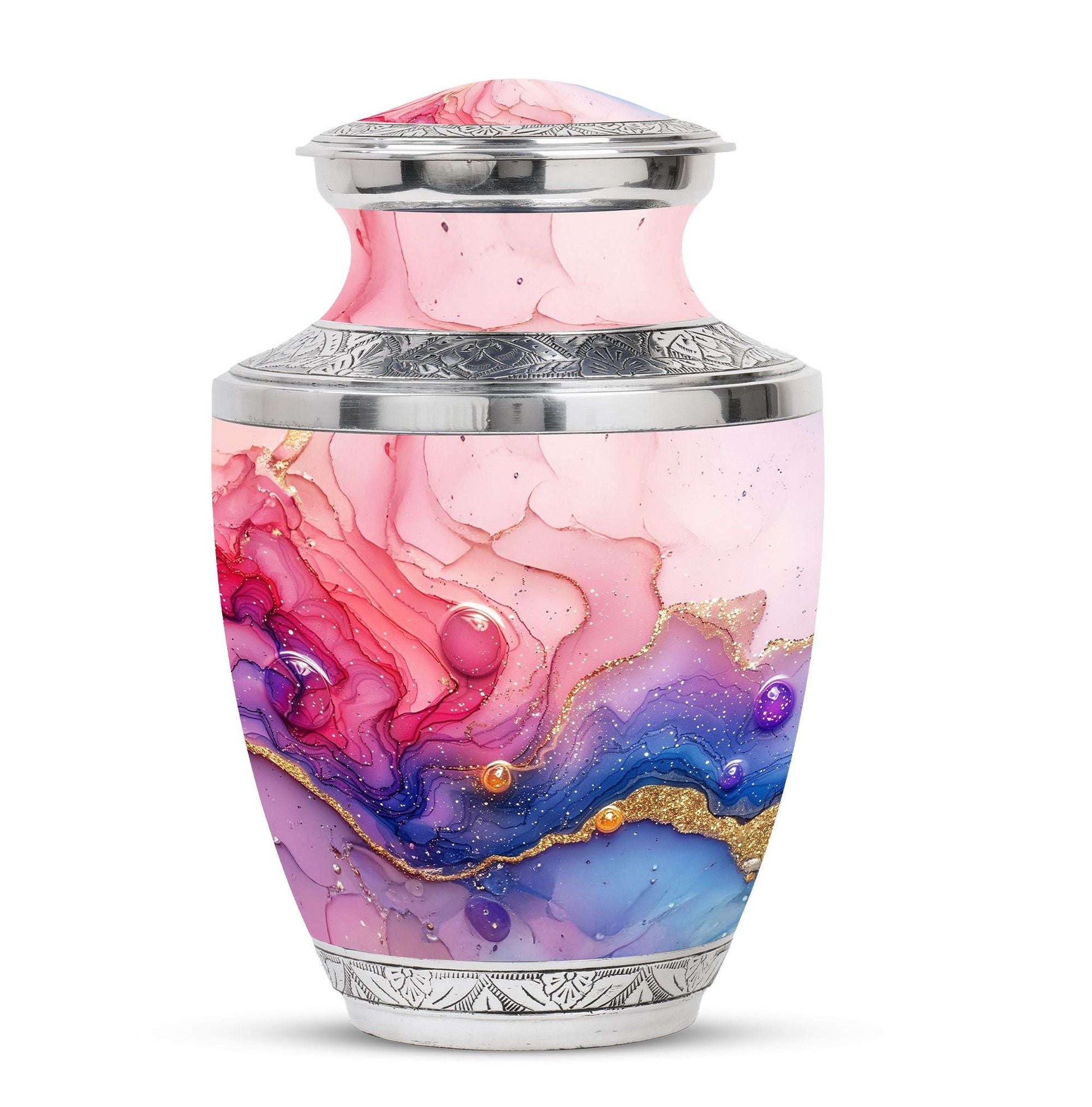 Watercolor Swirl Abstract Cremation Urn for Ashes - Pink Urn For Mom