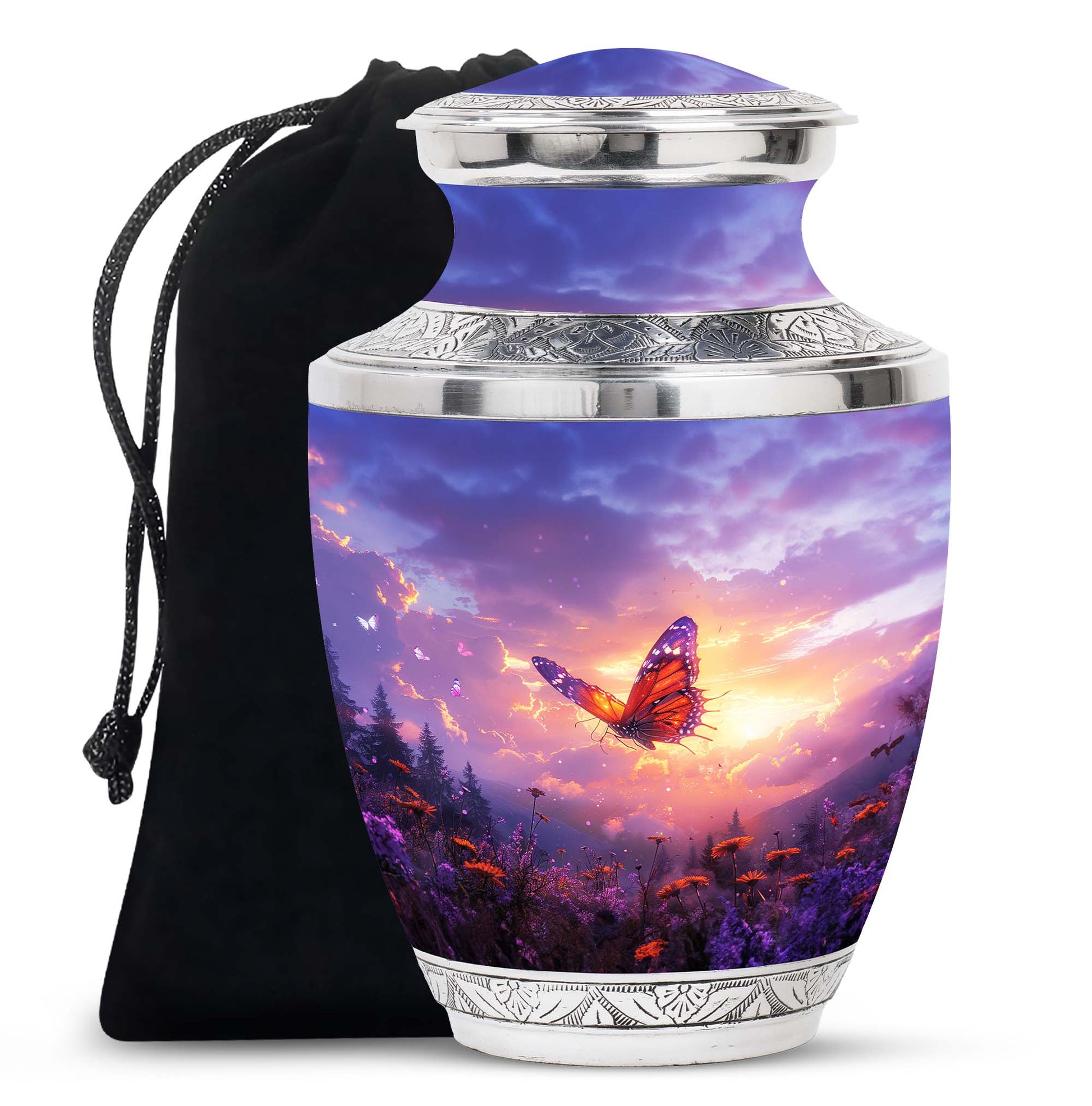 Monarch Butterfly Cremation Urn For Ashes - Purple Urns For Funeral