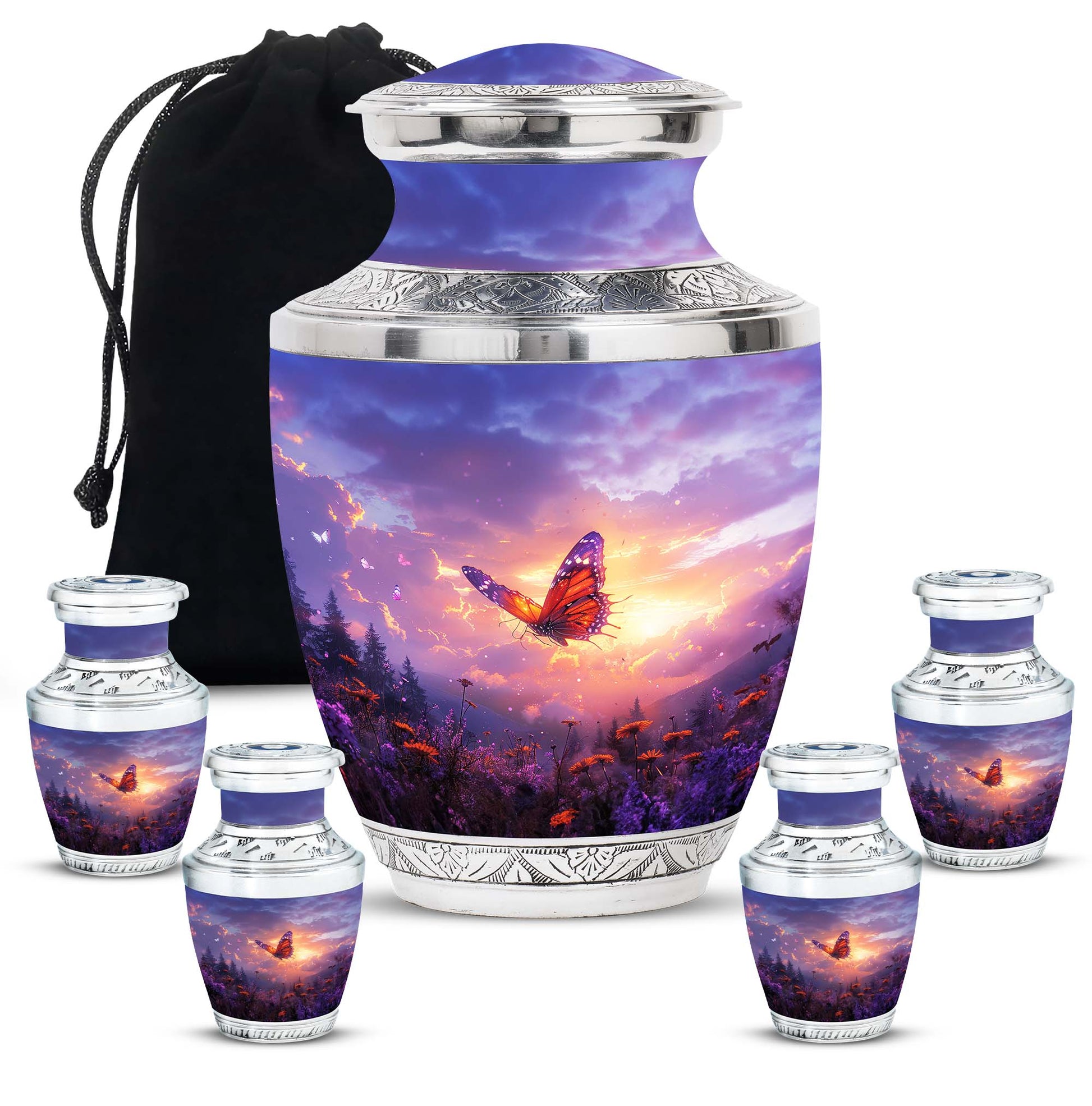 Monarch Butterfly Cremation Urn For Ashes - Purple Urns For Funeral