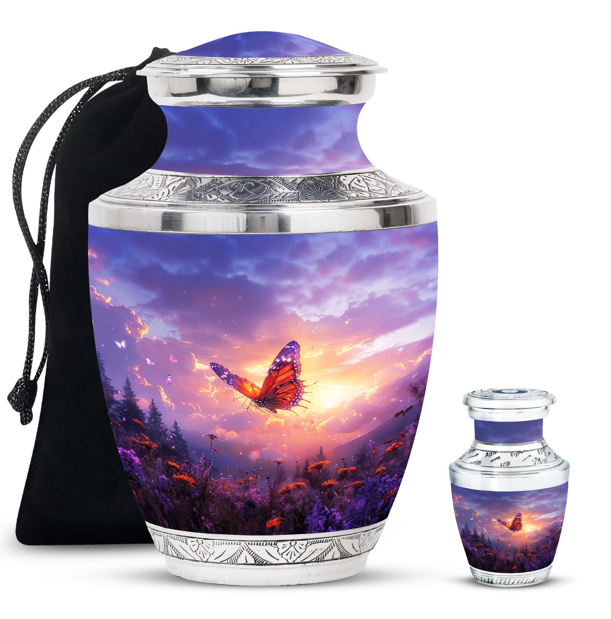 Monarch Butterfly Cremation Urn For Ashes - Purple Urns For Funeral