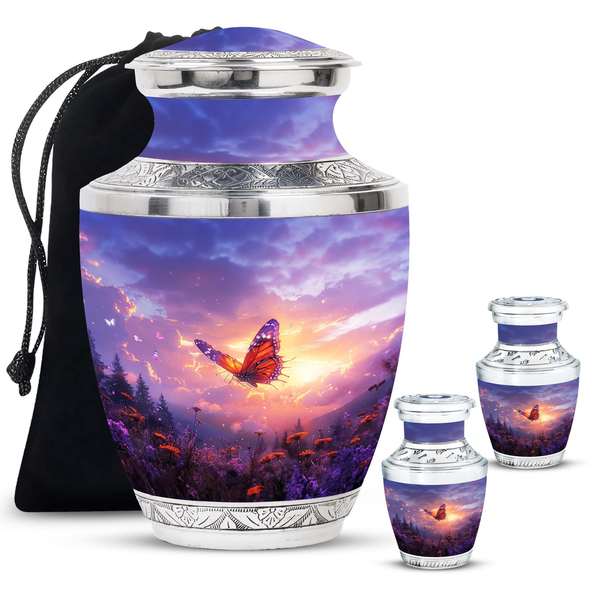 Monarch Butterfly Cremation Urn For Ashes - Purple Urns For Funeral