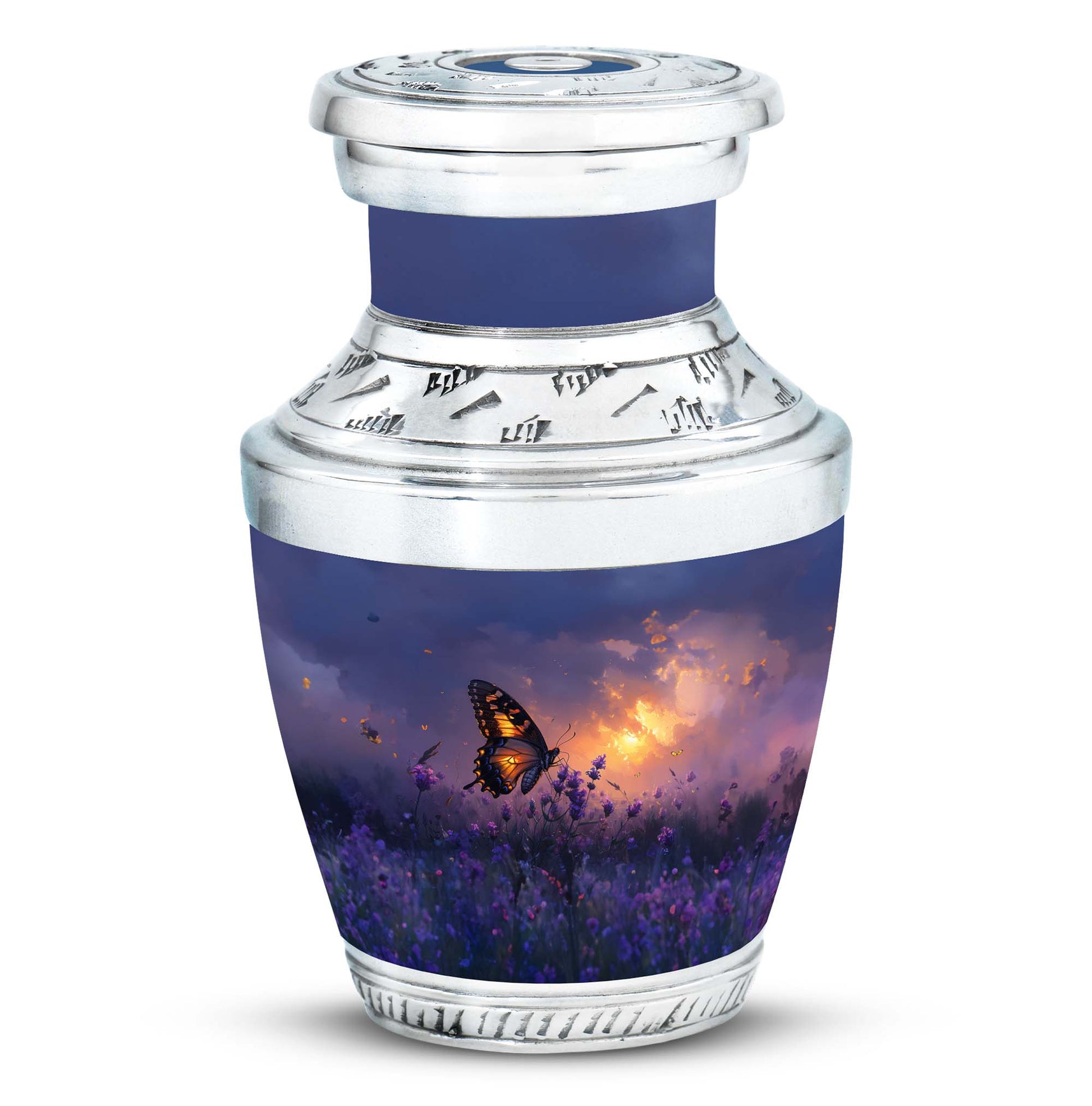 Purple Meadow Urn For Ashes - Monarch Butterfly Funeral Urn For Women