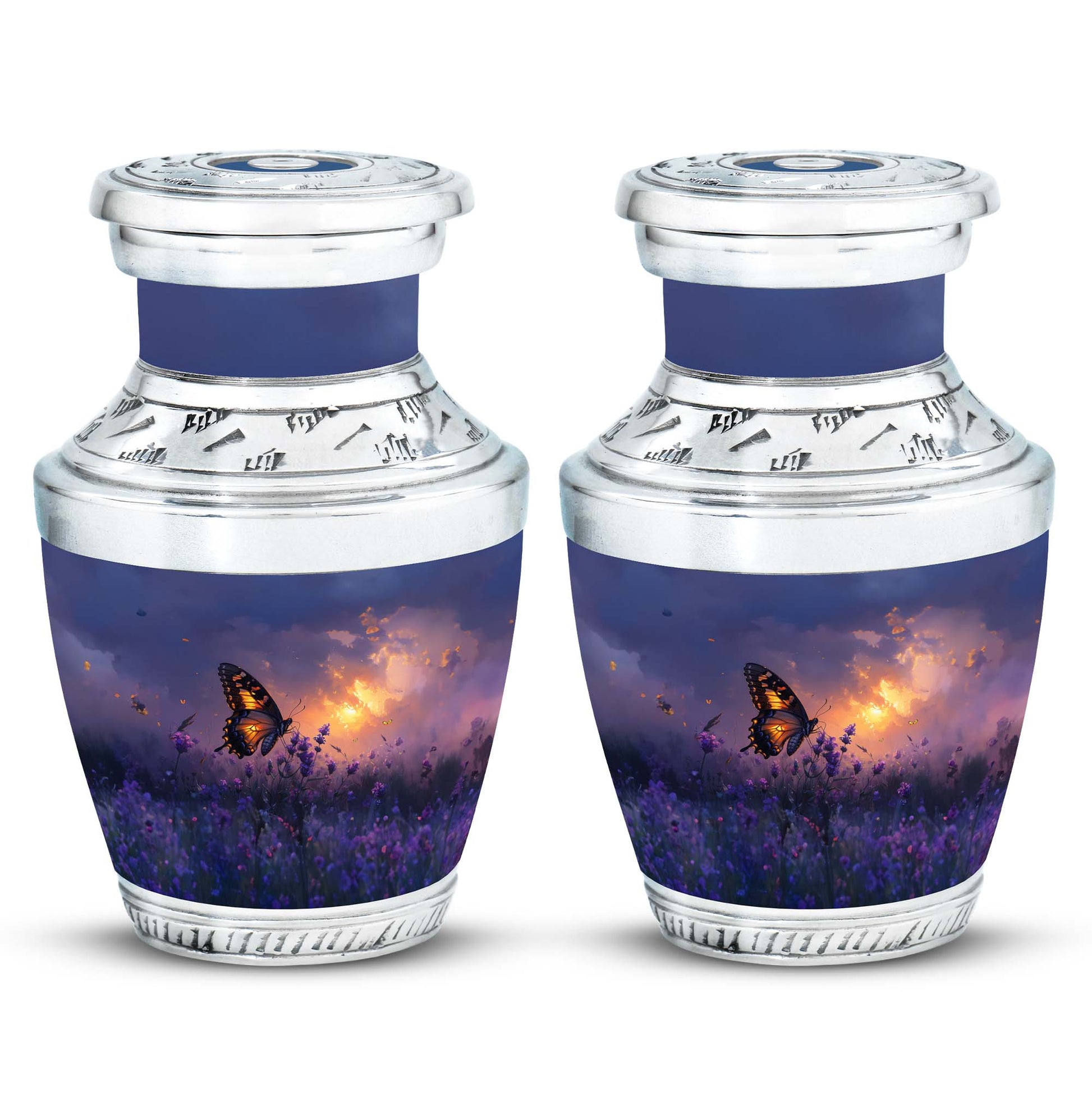 Purple Meadow Urn For Ashes - Monarch Butterfly Funeral Urn For Women