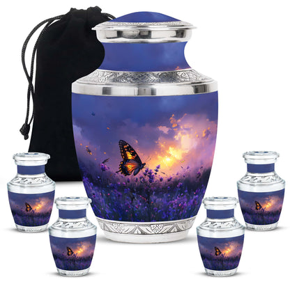 Purple Personalized Butterfly Cremation Urn for Women - 10-inch, 200 cu in - Yatskia