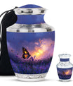 Purple Meadow Urn For Ashes - Monarch Butterfly Funeral Urn For Women