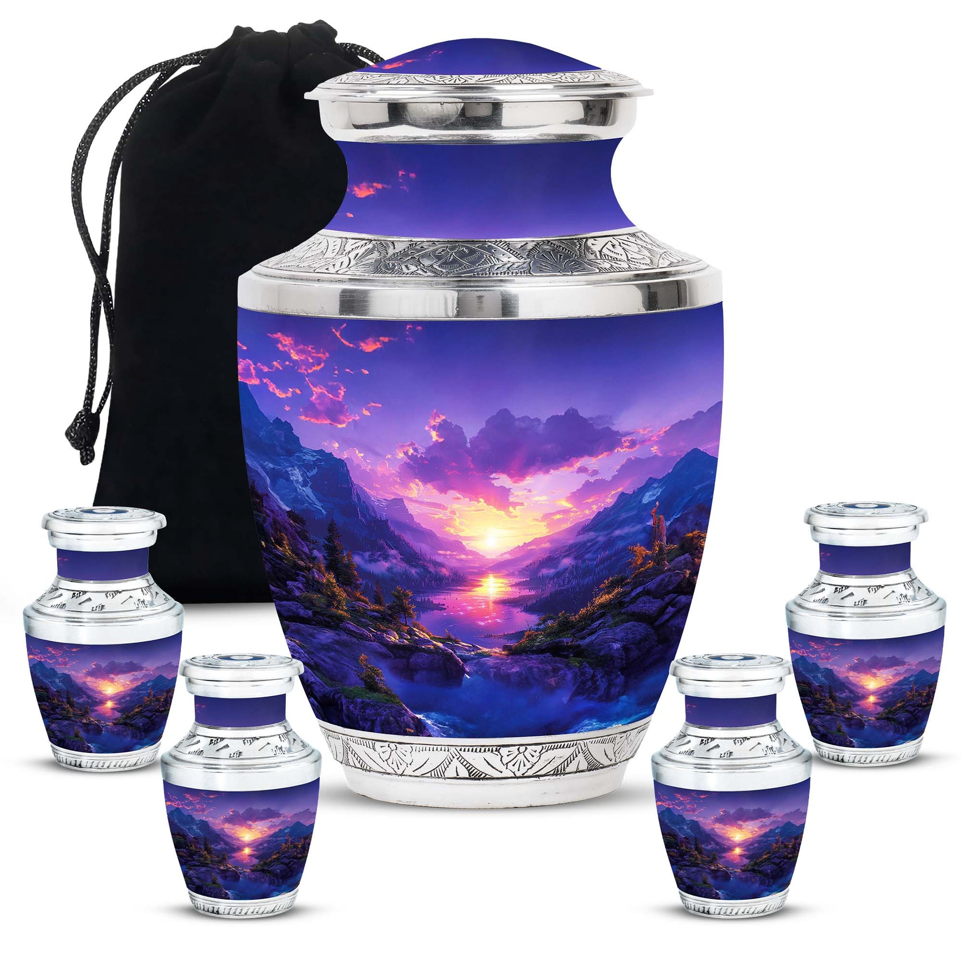 Purple Meadow Urn For Human Ashes Large - Mountain Valley Urn For Funeral
