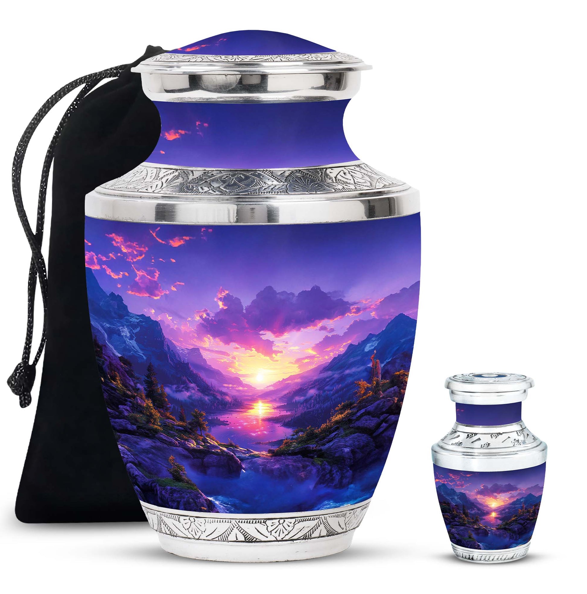 Purple Meadow Urn For Human Ashes Large - Mountain Valley Urn For Funeral
