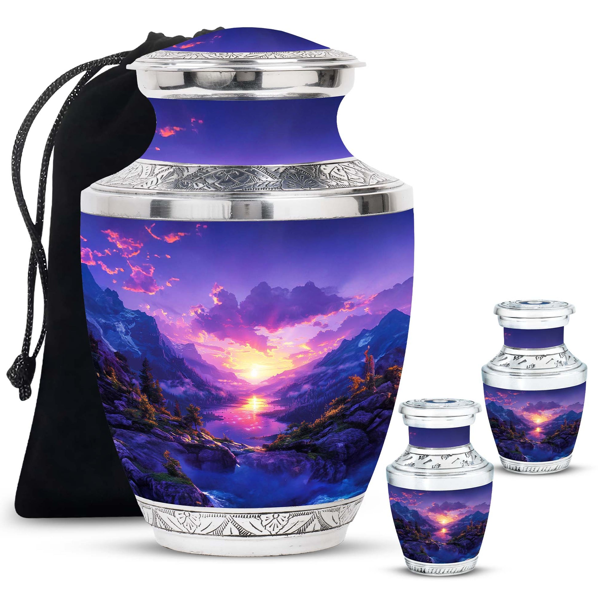 Purple Meadow Urn For Human Ashes Large - Mountain Valley Urn For Funeral