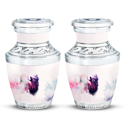 Wolf Urn for Human Ashes, White Watercolor Howling at the Moon, Classic Urn