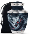 Dragon Urn for Human Ashes – Fierce Grey Red Eyed Cremation Urn Adult Male