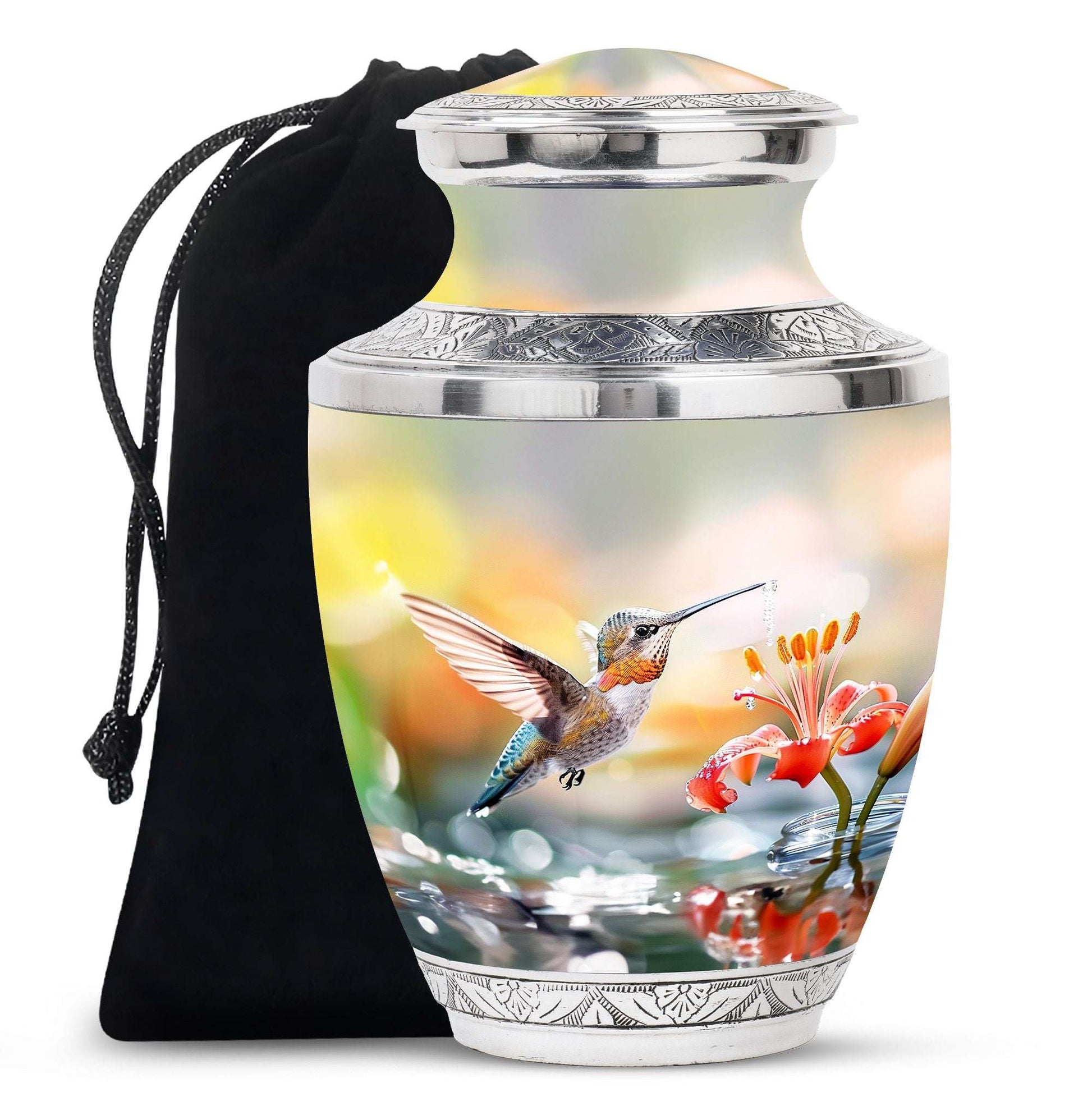 Humming Bird Large Human Ashes Urn - Floral Adult Urns For Women