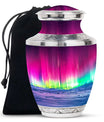 Aurora Borealis Cremation Urn For Ashes - Red Funeral Keepsake Urns