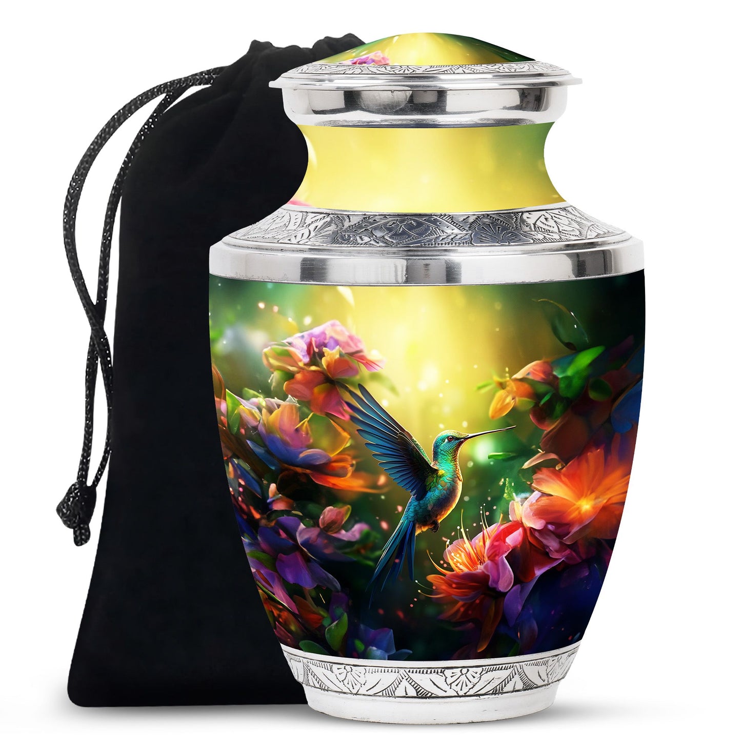 Green Personalized Bird Memorial Urn for Mom - 10-inch, 200 cu in - Yatskia