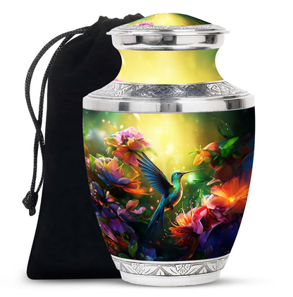 Green Personalized Bird Memorial Urn for Mom - 10-inch, 200 cu in - Yatskia