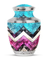 Pink Zigzag Pattern Memorial Urn - Blue Urn For Adult Male and Female