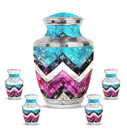 Pink Personalized Artistic Memorial Urn for Adult Male - 10-inch, 200 cu in - Yatskia