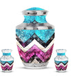 Pink Zigzag Pattern Memorial Urn - Blue Urn For Adult Male and Female