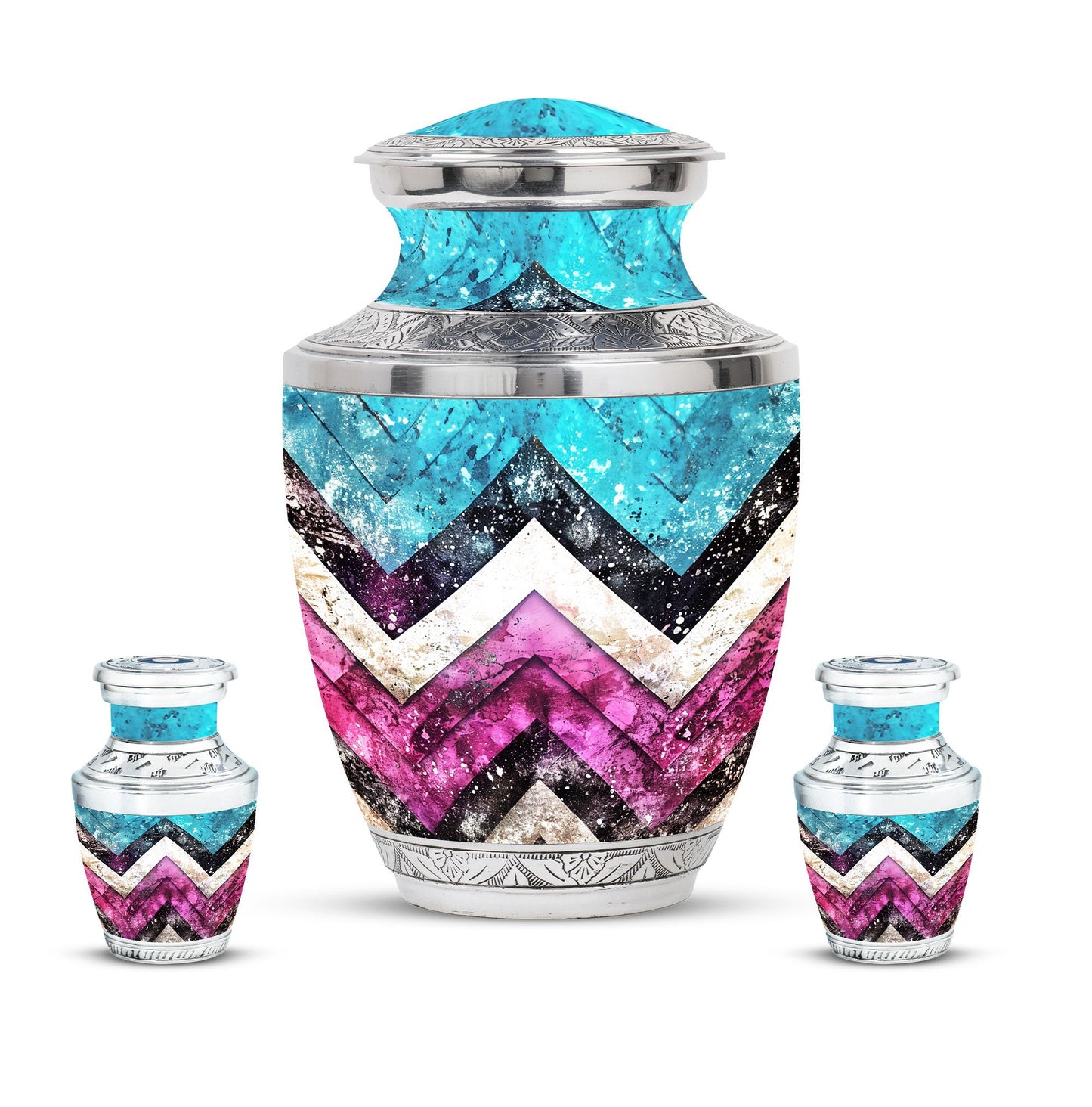 Pink Personalized Artistic Memorial Urn for Adult Male - 10-inch, 200 cu in - Yatskia