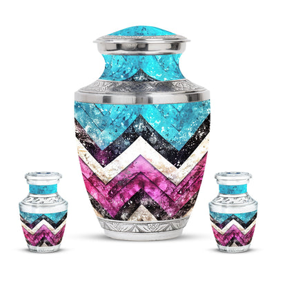 Pink Personalized Artistic Memorial Urn for Adult Male - 10-inch, 200 cu in - Yatskia