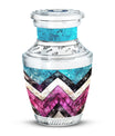 Pink Zigzag Pattern Memorial Urn - Blue Urn For Adult Male and Female