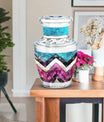 Pink Zigzag Pattern Memorial Urn - Blue Urn For Adult Male and Female