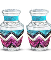 Pink Zigzag Pattern Memorial Urn - Blue Urn For Adult Male and Female