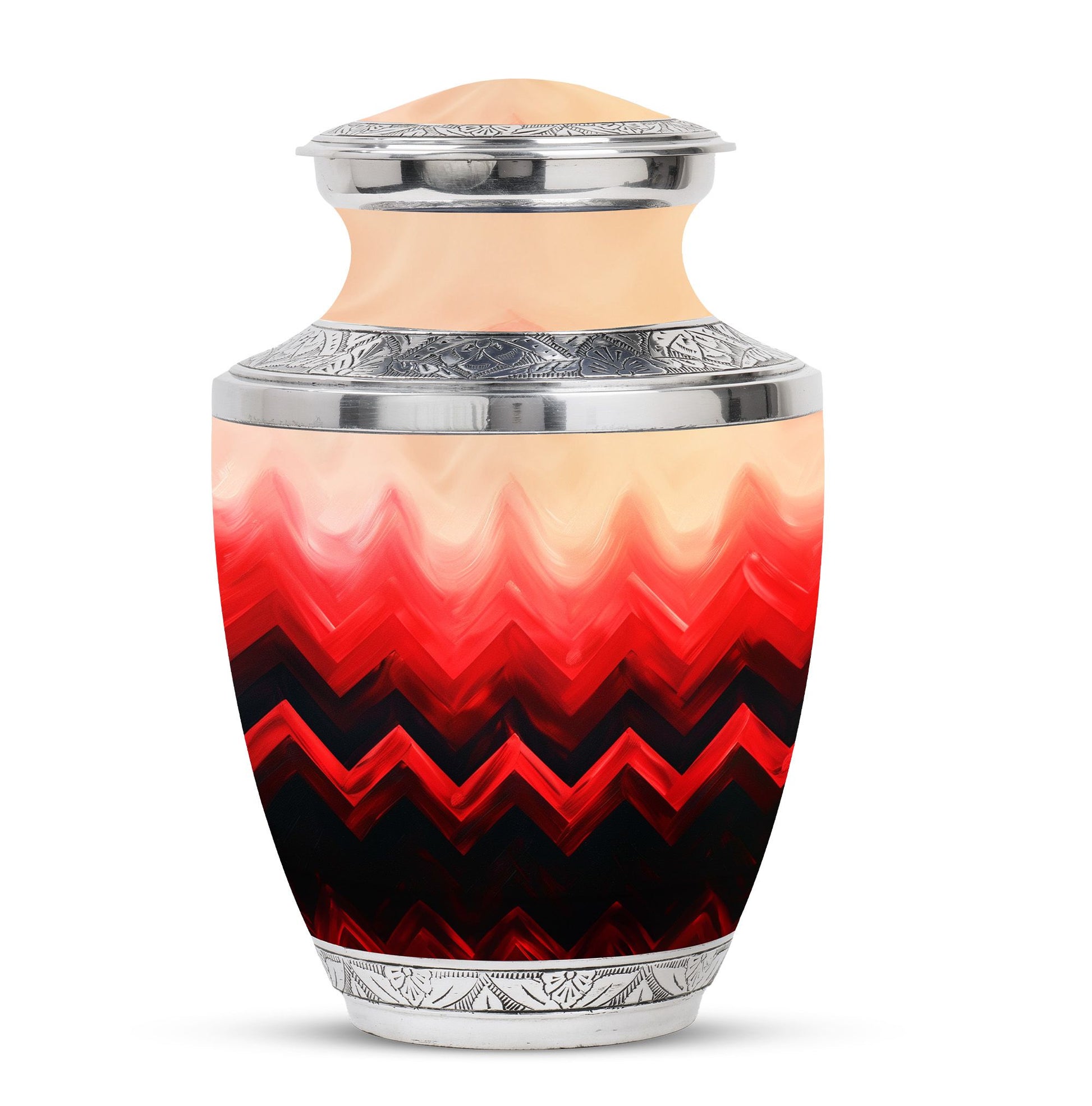 Zigzag Pattern Keepsake Urn For Ashes - Abstract Funeral Urn For Adults